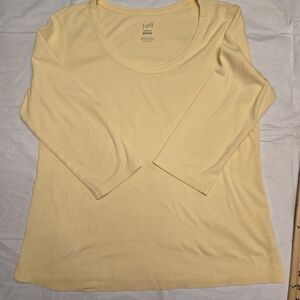 J. Jill Perfect Womes's Pima Large Soft Yellow 3/4 Sleeve Tee